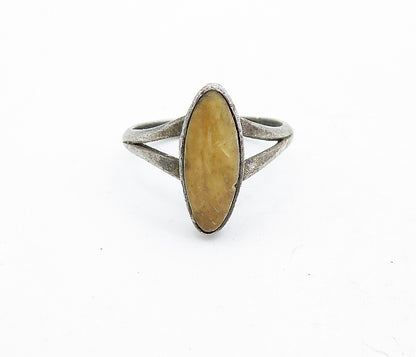 925 Sterling Silver  Vintage Antique Jasper Split Band Ring Sz 6.5  RG5478
