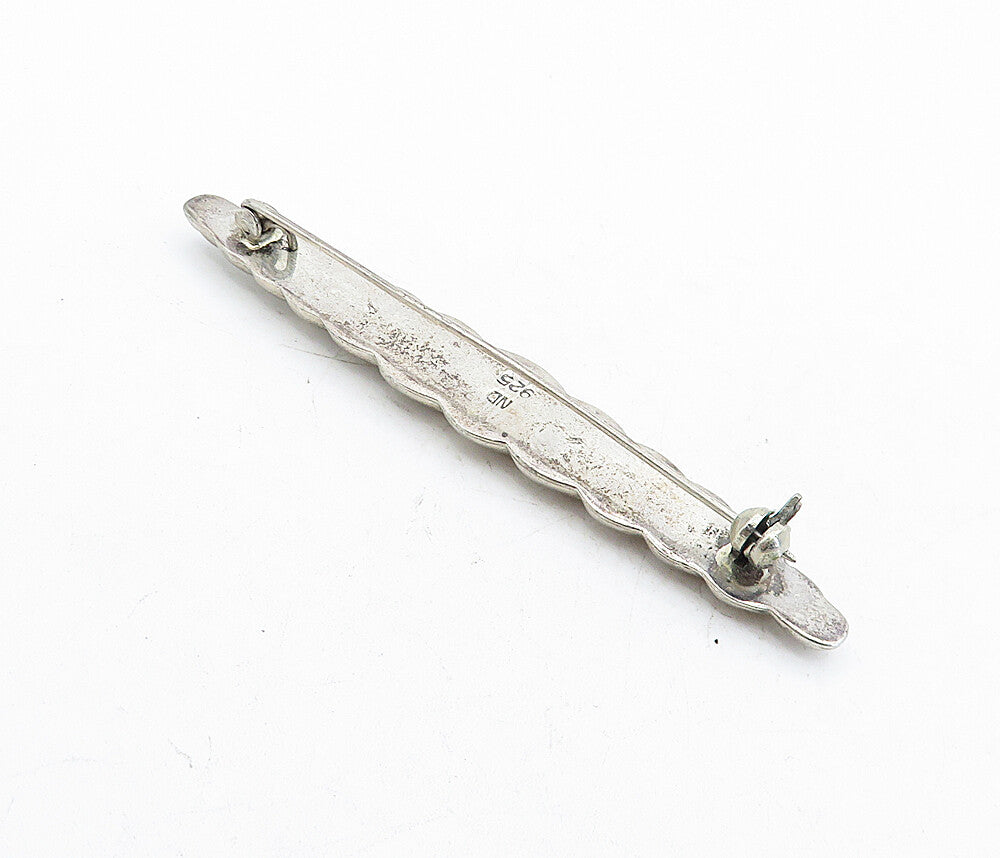 925 Sterling Silver  Vintage Shiny Hollow Twist Horizontal Brooch Pin  BP1873