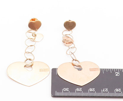 925 Sterling Silver Vintage Earrings Rose Gold Plated NANIS Drop Heart EG13566