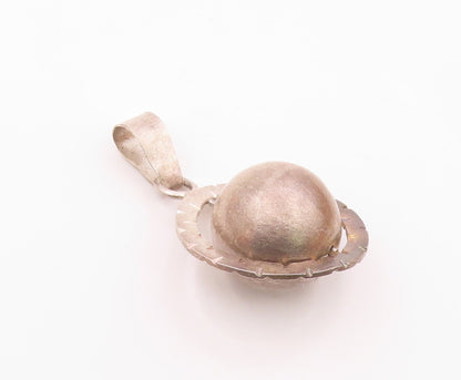 925 Sterling Silver  Vintage Etched Detail Sphere Pendant (SPINS)  PT18581