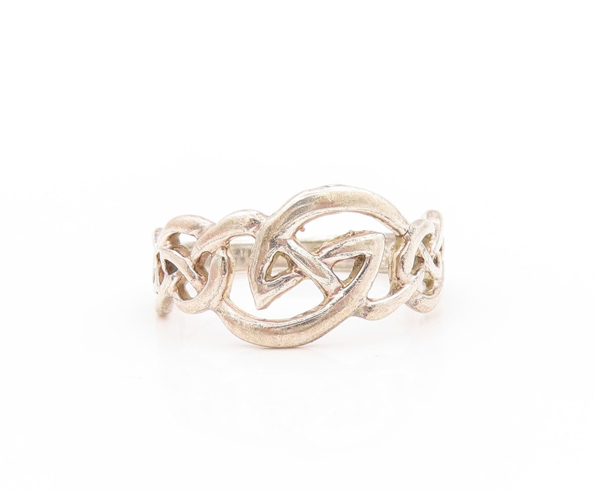 925 Sterling Silver Vintage Ring Cutout Celtic Knot Design  Sz 7  RG32910