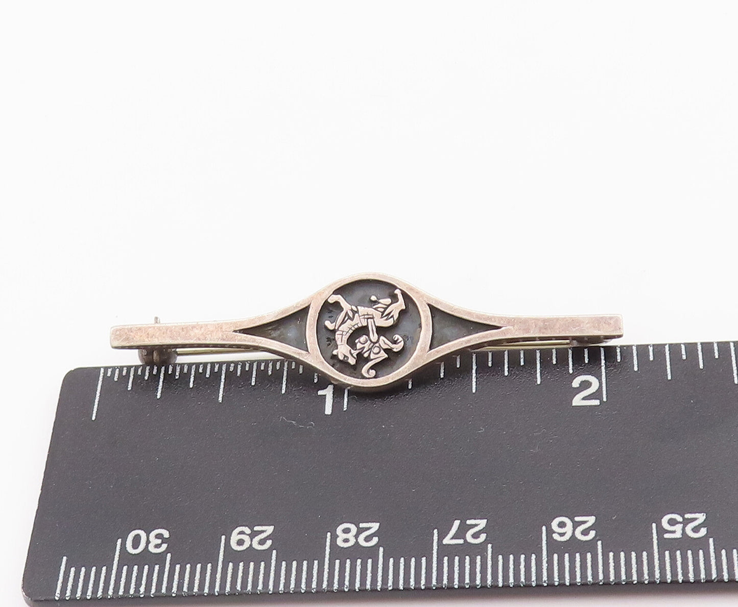 925 Sterling Silver Vintage Brooch Pin ENGLAND Designer Carved Flower  BP10700