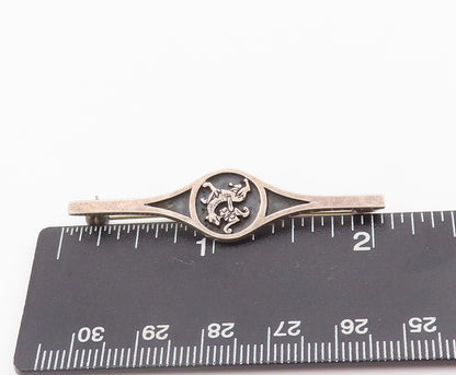925 Sterling Silver Vintage Brooch Pin ENGLAND Designer Carved Flower  BP10700
