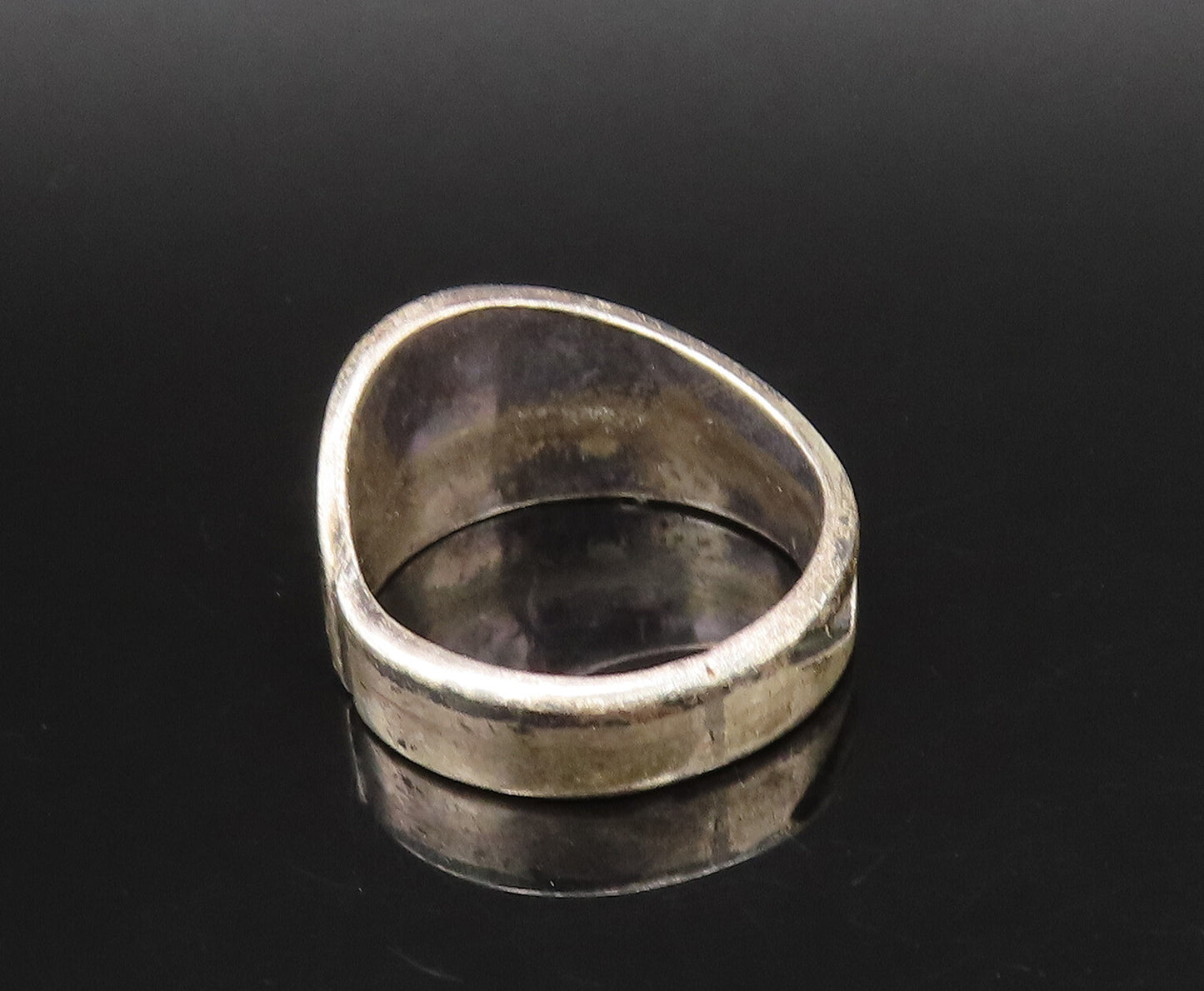 SOUTHWESTERN 925 Silver Vintage Carved Wavy Detail Band Ring Sz 8 RG26070