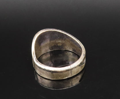 SOUTHWESTERN 925 Silver Vintage Carved Wavy Detail Band Ring Sz 8 RG26070