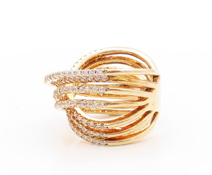 925 Sterling Silver Vintage Ring Gold Plated CZ Cutout Bands  Sz 6.5  RG32816