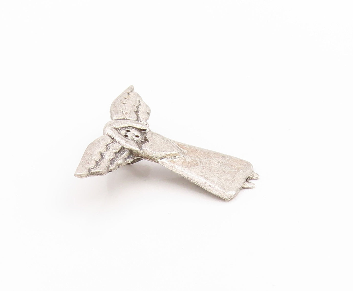 925 Sterling Silver Vintage Pendant Little Guardian Angel With Heart   PT24823