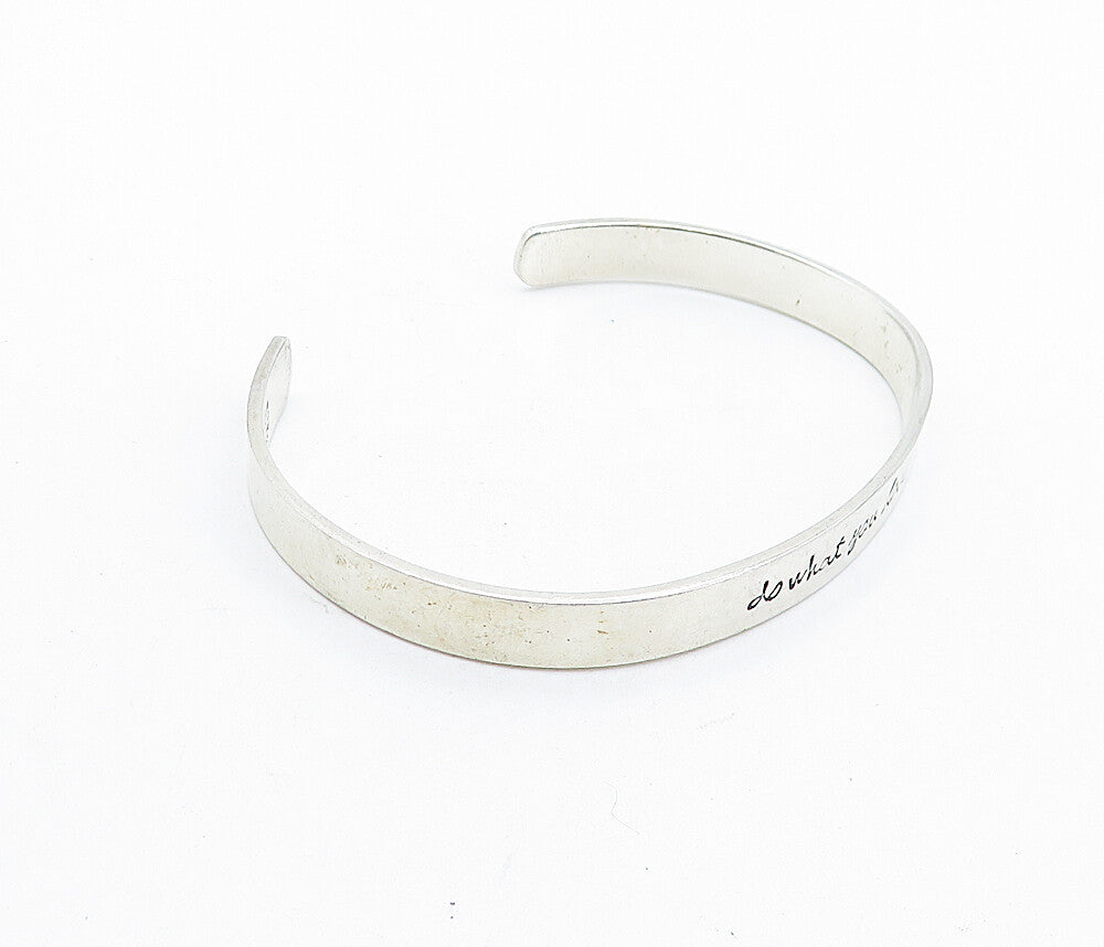 FAR FETCHED 925 Silver  Do What You Love Etched Quote Cuff Bracelet  BT2704
