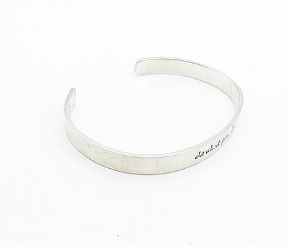 FAR FETCHED 925 Silver  Do What You Love Etched Quote Cuff Bracelet  BT2704