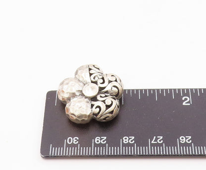 925 Sterling Silver  Vintage Shiny Hammered Swirl Flower Pendant  PT15681