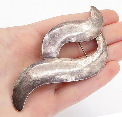 C J ZEN NAVAJO 925 Sterling Silver Vintage Dark Tone Swirl Brooch Pin BP2847
