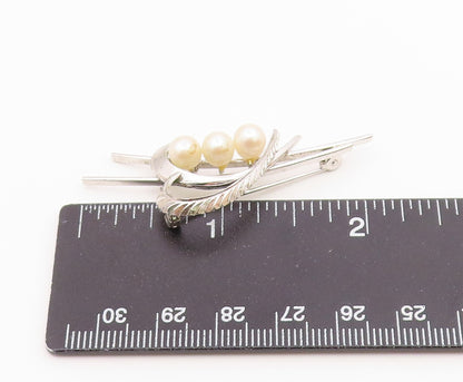 925 Sterling Silver  Vintage Shiny Pearls Love Heart Brooch Pin  BP8687