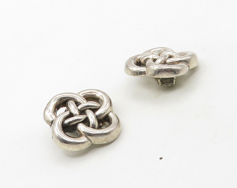 925 Sterling Silver  Vintage Smooth Celtic Knot Non Pierce Earrings  EG8263