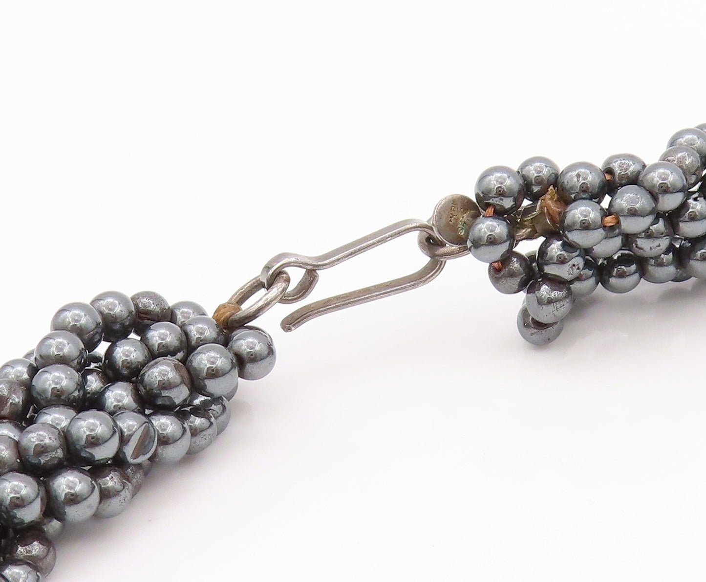 925 Sterling Silver Vintage Necklace Dark Tone Butterfly Hematite Bands  NE4483