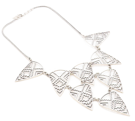 925 Sterling Silver  Vintage Shiny Open Geometric Wheat Chain Necklace  NE2117