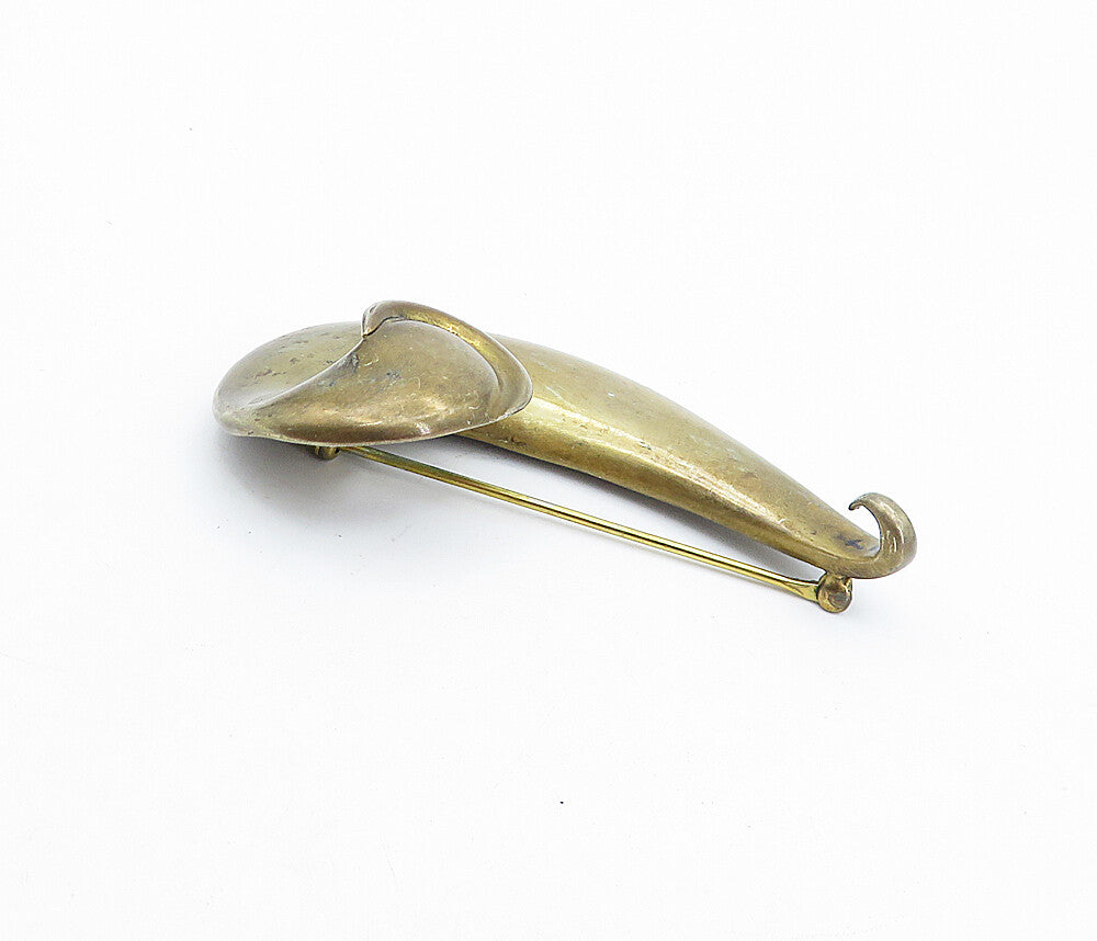 LEILA TAI 925 Sterling Silver  Vintage Smooth Comma Swirl Brooch Pin  BP1418