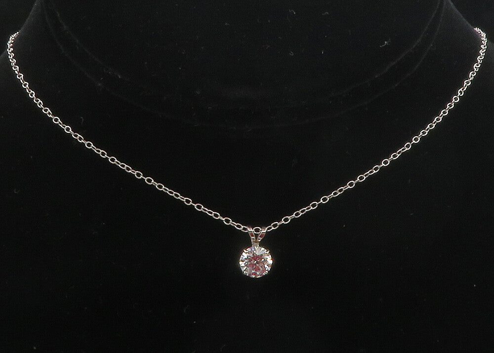 925 Sterling Silver  Sparkling Round Cut Cubic Zirconia Chain Necklace  NE2051