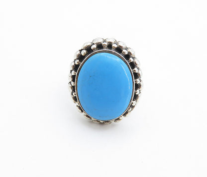 925 Sterling Silver  Vintage Turquoise Bubble Cocktail Ring Sz 6.5  RG7553