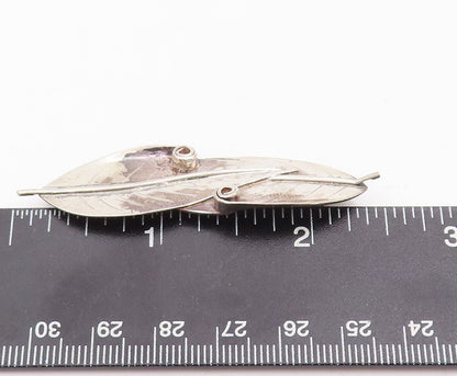 925 Sterling Silver Vintage Brooch Pin Solid Carved Overlapping Leaves  BP10947