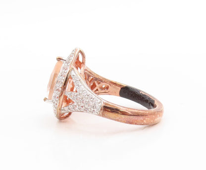 925 Sterling Silver Vintage Ring Rose Gold Plated Morganite & CZ  Sz 7  RG30726