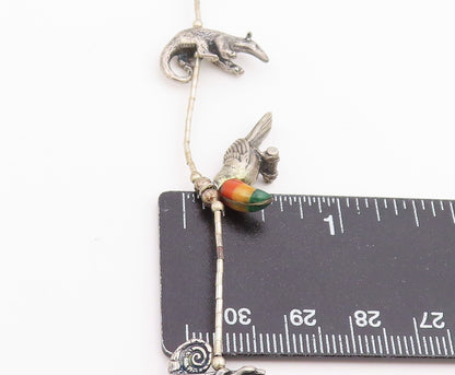 925 Sterling Silver Vintage Necklace SOUTHWESTERN Gemstone Animal Fetish  NE4909