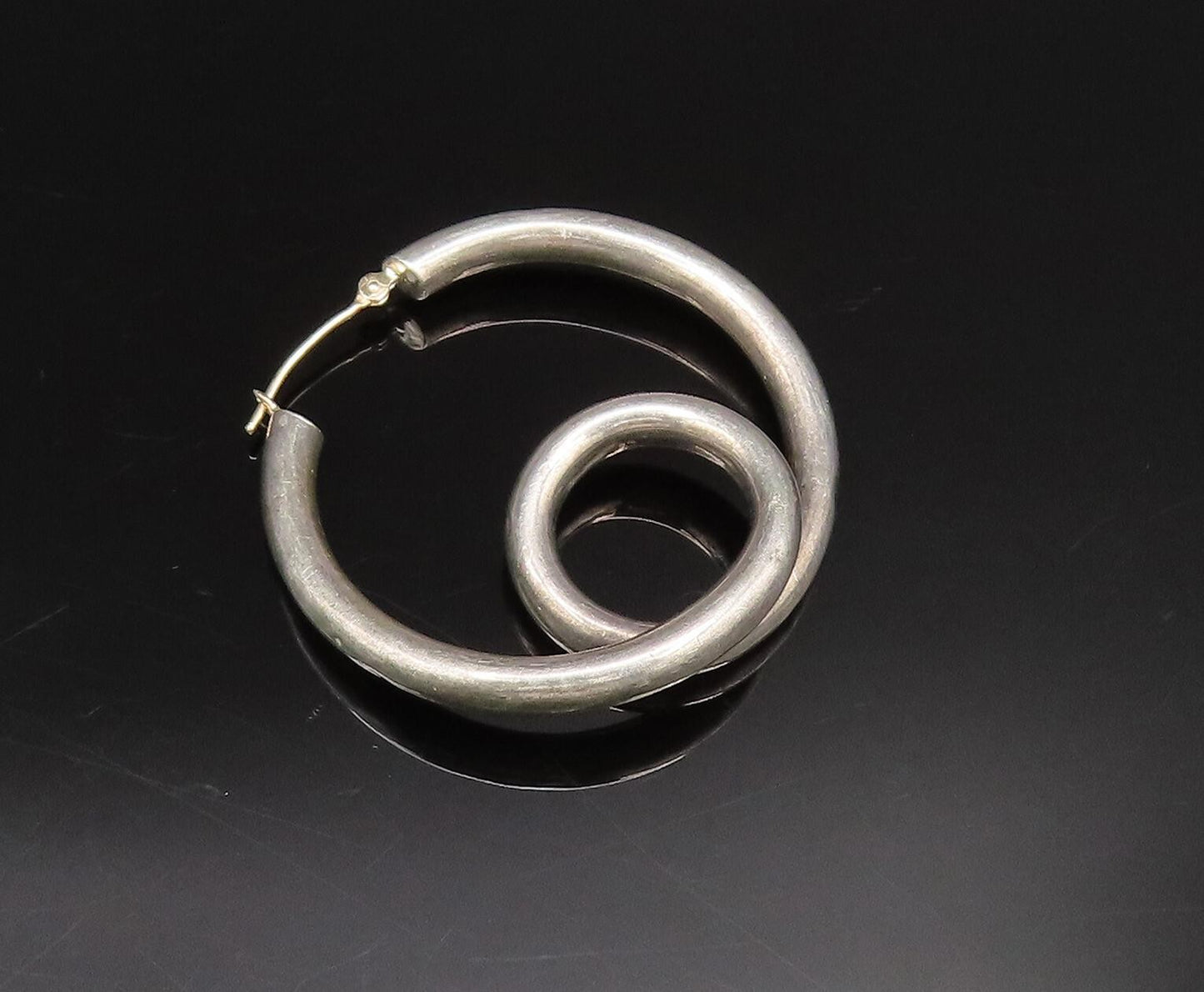 14K GOLD & 925 Silver  Vintage Two Tone Hoop Drop Singles Lot Earrings EG12050