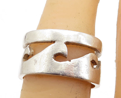 MEXICO 925 Silver  Vintage Cutout Ocean Waves Design Band Ring Sz 7  RG6965