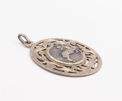 925 Sterling Silver Vintage Pendant Sagittarius Zodiac Cut Out Medallion PT24946