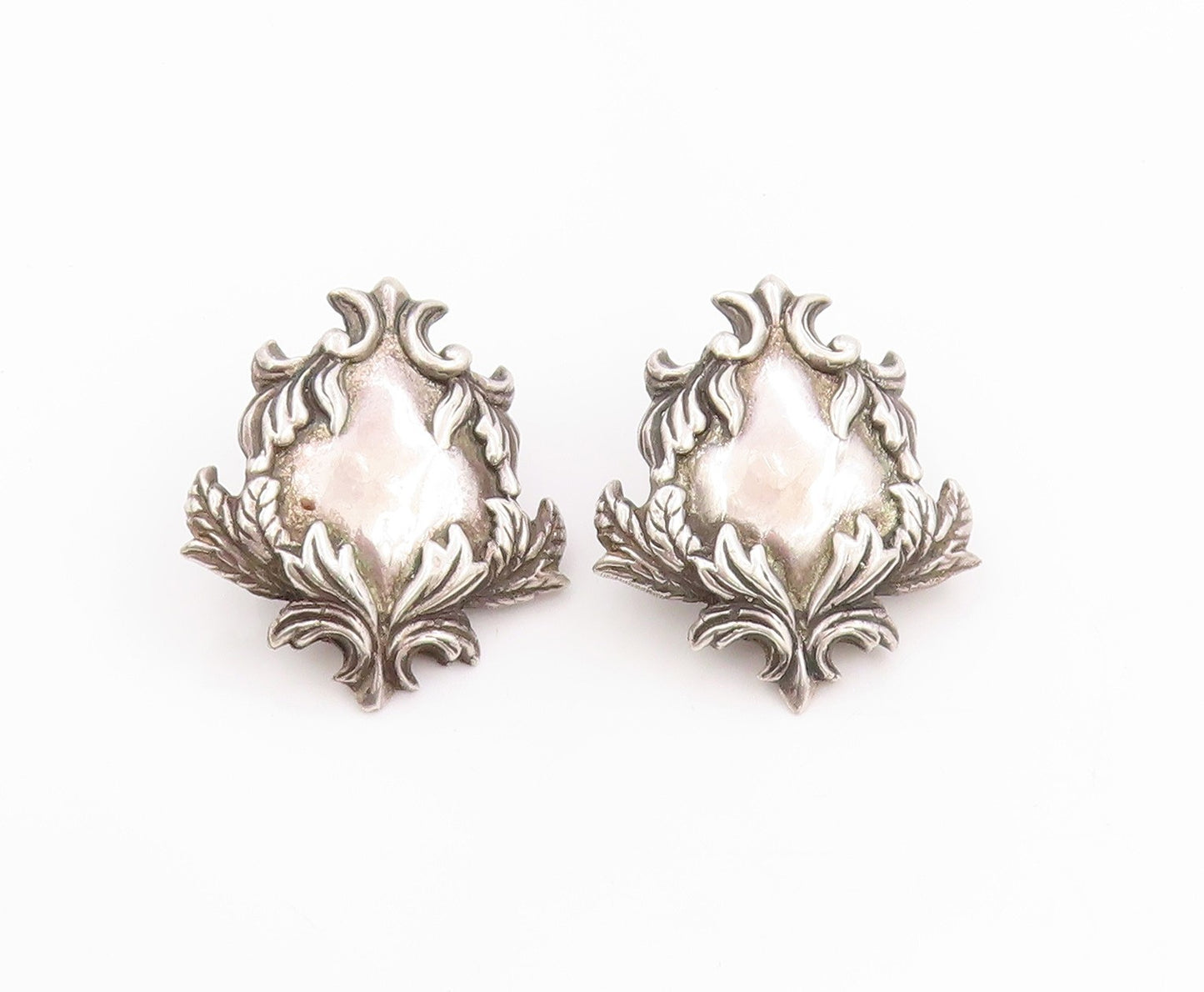 925 Sterling Silver Vintage Earrings STEPHEN DWECK Etched Floral Leaves  EG13665