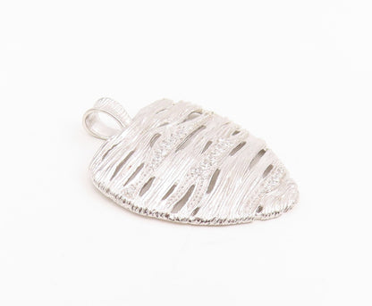 925 Sterling Silver Vintage Pendant CZ Modernist Wire Wrapped Love Heart PT25687