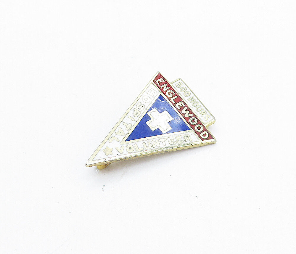 925 Sterling Silver  Vintage Englewood Hospital Volunteer Brooch Pin  BP2683
