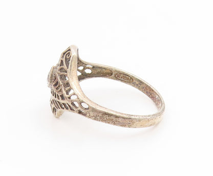 925 Sterling Silver Vintage Ring AVON CZ Intricate Openwork Band  Sz 11  RG35253