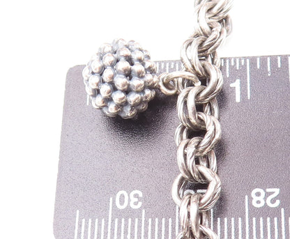 925 Sterling Silver Vintage Necklace MICHAEL DAWKINS Beaded Beads & Rings NE4263