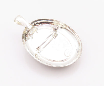 925 Sterling Silver Vintage Brooch Pin Oval Large Carved Cameo Design  BP10663