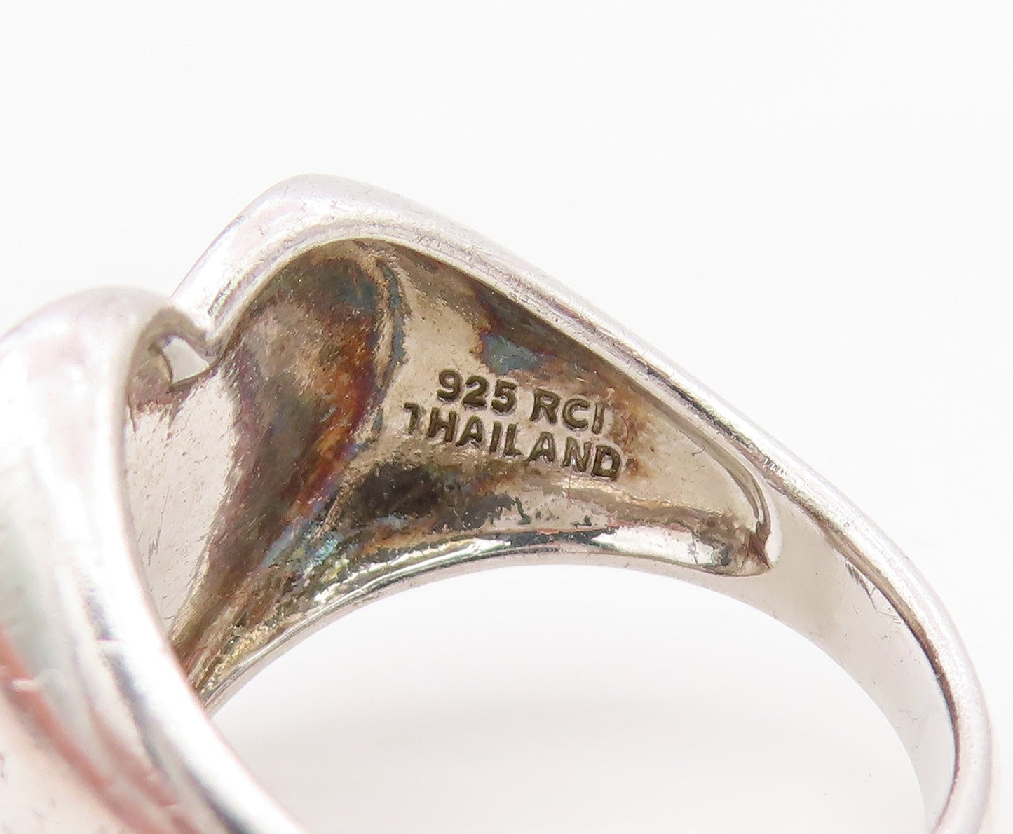925 Sterling Silver Vintage Ring Modernist Solid Love Heart Band  Sz 7  RG34204