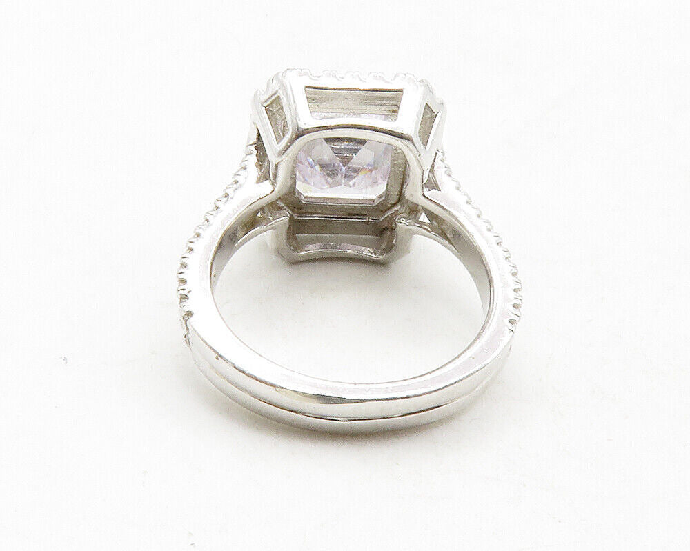 925 Sterling Silver  Square Cut Cubic Zirconia Cocktail Ring Sz 6  RG13218