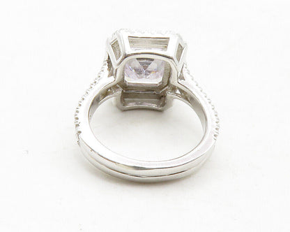 925 Sterling Silver  Square Cut Cubic Zirconia Cocktail Ring Sz 6  RG13218