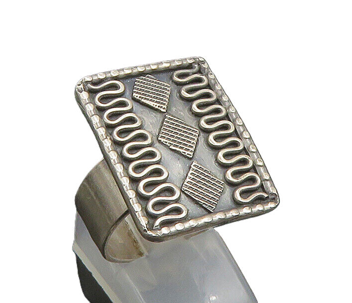 MIDDLE EAST 925 Silver   Vintage Swirl Adjustable Band Ring Sz 8.5  RG23389