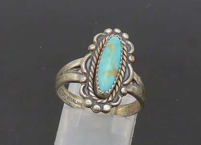 POST BELL 925 Sterling Silver Vintage Turquoise Twist Band Ring Sz 6.5 RG21093