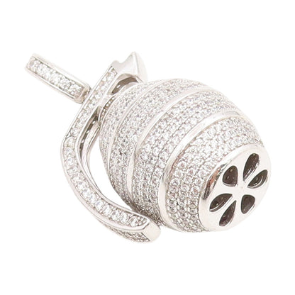 925 Sterling Silver Vintage Pendant Round CZ Cluster Grenade Bomb Charm  PT25634