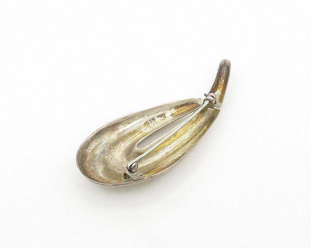 ZINA 925 Silver  Vintage Smooth Shiny Modernist Swirl Brooch Pin  BP7770
