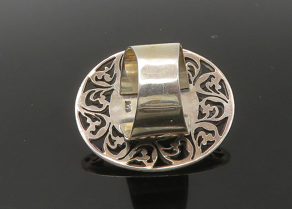 925 Sterling Silver  Vintage Amethyst Open Swirl Cocktail Ring Sz 6  RG22616