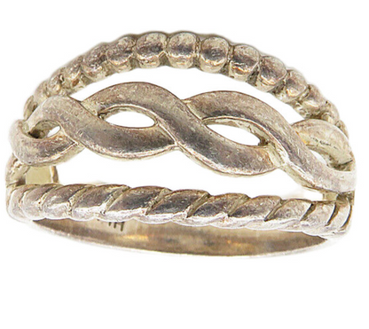 925 Sterling Silver  Vintage Open Infinity Twist Band Ring Sz 6.5  RG8818
