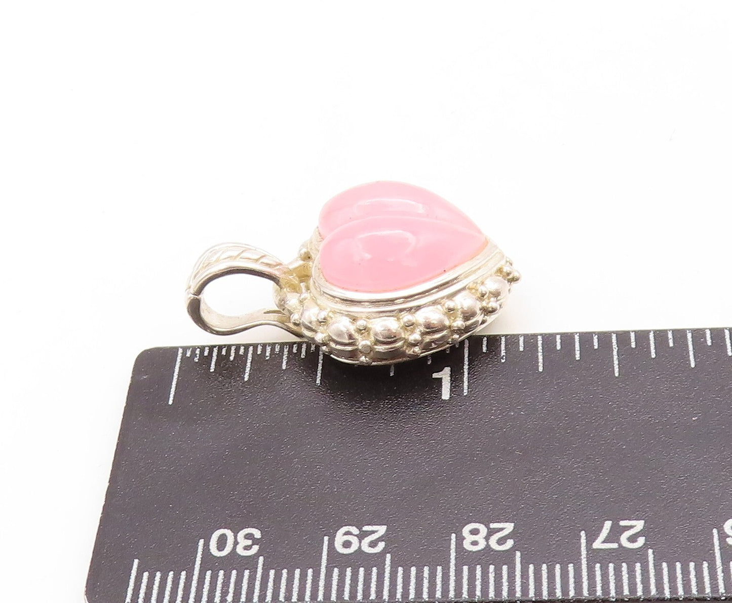 925 Sterling Silver Vintage Pendant JUDITH RIPKA Cabochon Pink Heart  PT23794