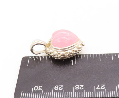 925 Sterling Silver Vintage Pendant JUDITH RIPKA Cabochon Pink Heart  PT23794