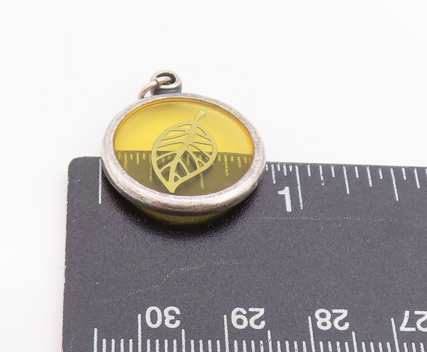 925 Sterling Silver Vintage Pendant Modernist Caged Leaf Design  PT24579