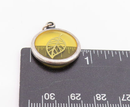 925 Sterling Silver Vintage Pendant Modernist Caged Leaf Design  PT24579