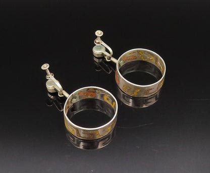 SARITASCO 925 Silver  Vintage Crushed Spiny Screw Back Dangle Earrings EG12238