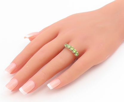 925 Sterling Silver Vintage Ring Five Stone Peridot Elegant Band  Sz 8  RG35032