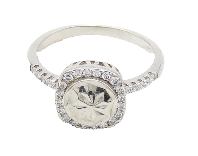 925 Sterling Silver  Vintage Shiny Topaz Floral Motif Band Ring Sz 7  RG19613